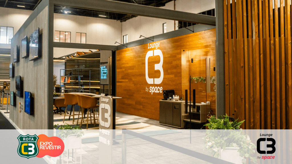 O lounge, projetado pela Space, funcionou como um hub de negócios, com direito a cabines acústicas para reuniões, mas também propício à interação e relaxamento.