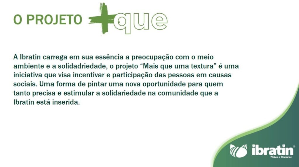 Banner institucional do projeto “Mais que uma Textura” da Ibratin, destacando compromisso com o meio ambiente e a solidariedade.