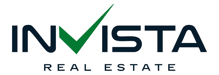 Logotipo da inVista Real Estate com destaque para o “V” em formato de check verde.