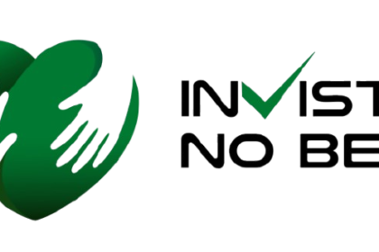 Logotipo do programa inVista no Bem, com duas mãos verdes formando um coração ao lado do nome do projeto.