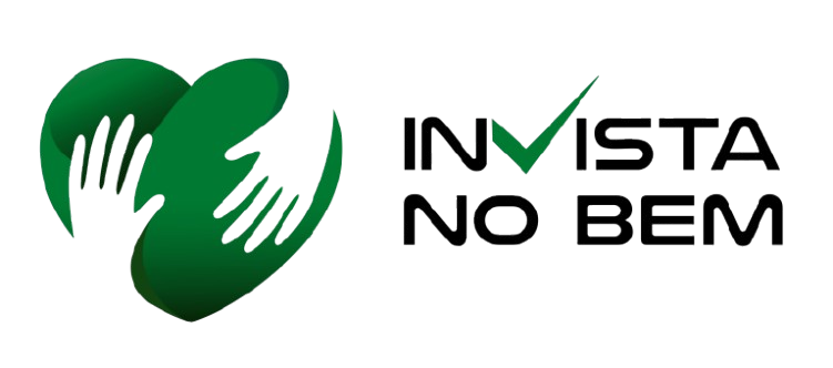 Logotipo do programa inVista no Bem, com duas mãos verdes formando um coração ao lado do nome do projeto.