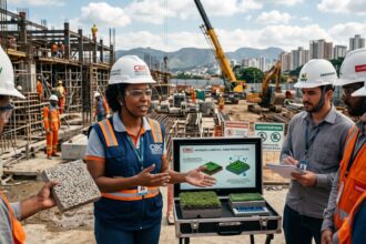 Engenheira da CBIC apresenta soluções inovadoras e sustentáveis para profissionais da construção civil em canteiro de obras, destacando materiais ecológicos e tecnologias para enfrentar as mudanças climáticas no Brasil.