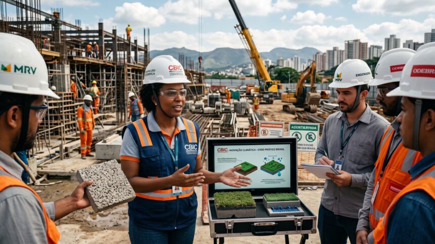 Engenheira da CBIC apresenta soluções inovadoras e sustentáveis para profissionais da construção civil em canteiro de obras, destacando materiais ecológicos e tecnologias para enfrentar as mudanças climáticas no Brasil.